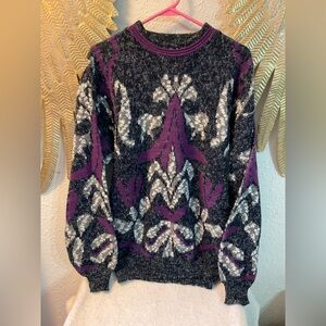 Vintage 80s 90s Zeppelin Abstract Knit Pullover Sweater Coogi Style